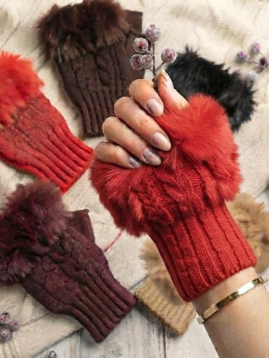 Fingerless Fur Gloves for Women - Image 2