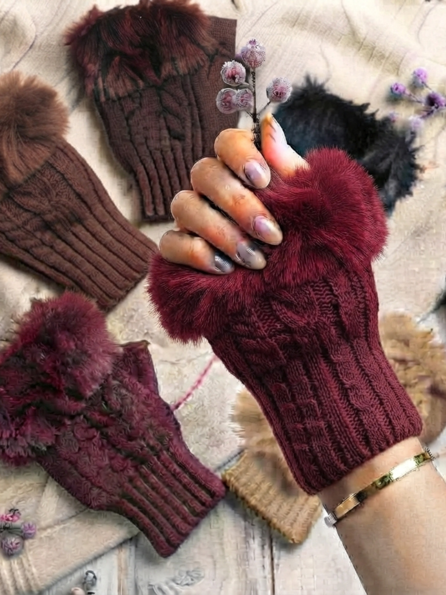 Fingerless Fur Gloves for Women - Image 3