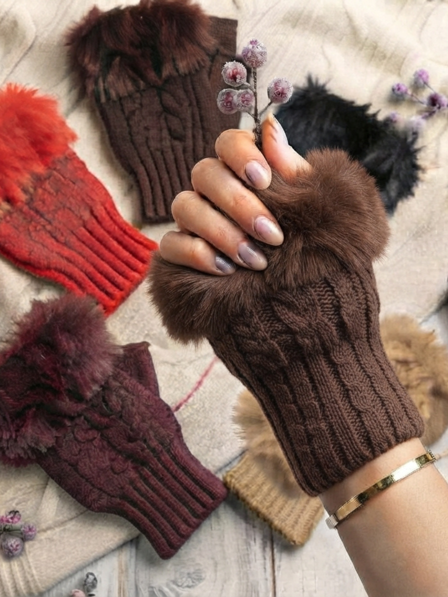 Fingerless Fur Gloves for Women - Image 4