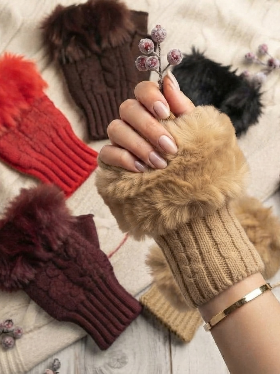 Fingerless Fur Gloves for Women - Image 5