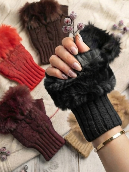 Fingerless Fur Gloves for Women